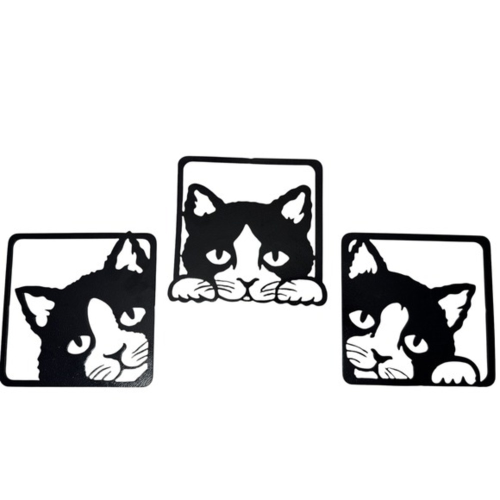 Cat Decor Metal Wall Art Set of 3 Cat Home Decoration Pet Lover Whimsical Gift